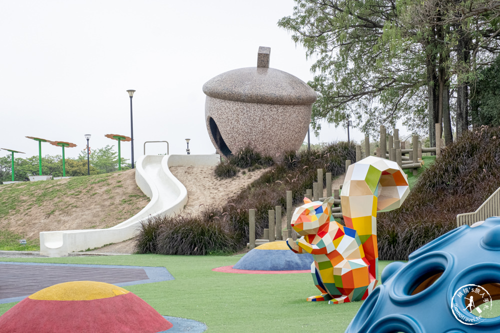 雲林斗六景點|膨鼠森林公園&金瓜鼠樂園|巨大橡果溜滑梯.森林市集.野餐好去處|特色親子公園推薦