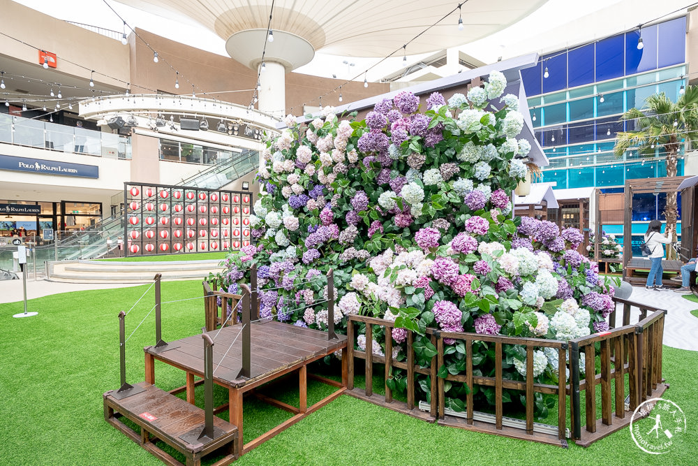 林口三井OUTLET 繡球花物語|2022最新活動造景-漫旅春日花境 一秒飛日本