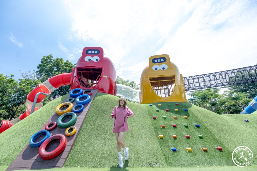 屏東南州景點|南州運動公園-外星寶寶資源回收桶變身趣味溜滑梯遊戲場親子公園
