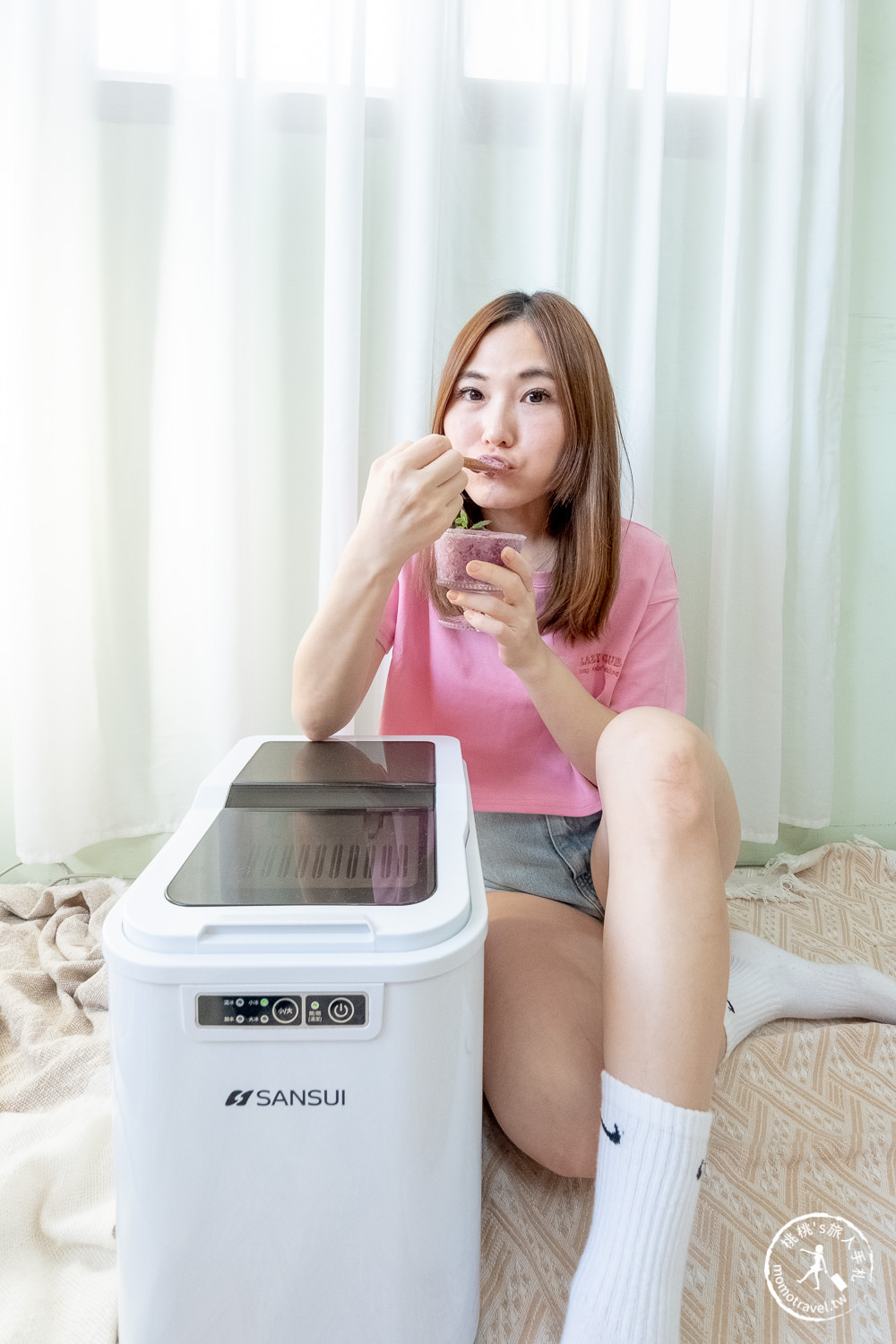 SANSUI 山水 微電腦全自動製冰機 SI-M2|一鍵自動清洗.快速製冰.大小冰塊選擇.家用.露營製冰機