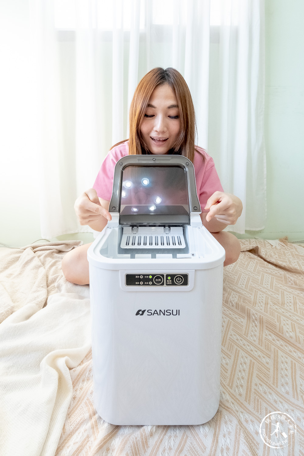 SANSUI 山水 微電腦全自動製冰機 SI-M2|一鍵自動清洗.快速製冰.大小冰塊選擇.家用.露營製冰機