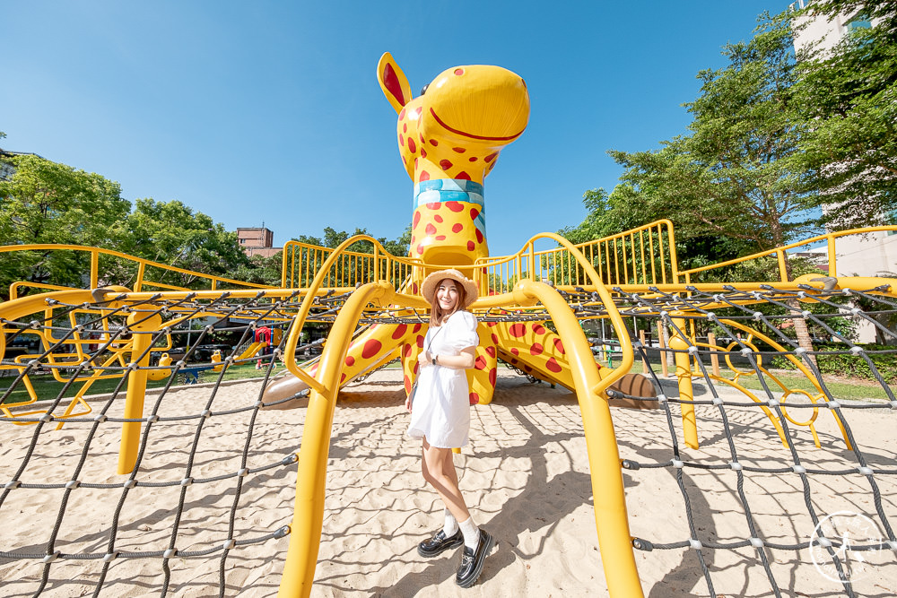 花蓮市區景點|長頸鹿親子公園|特色長頸鹿溜滑梯.白色大沙池.U型攀爬網架.野餐大草地 推薦放電必來!!