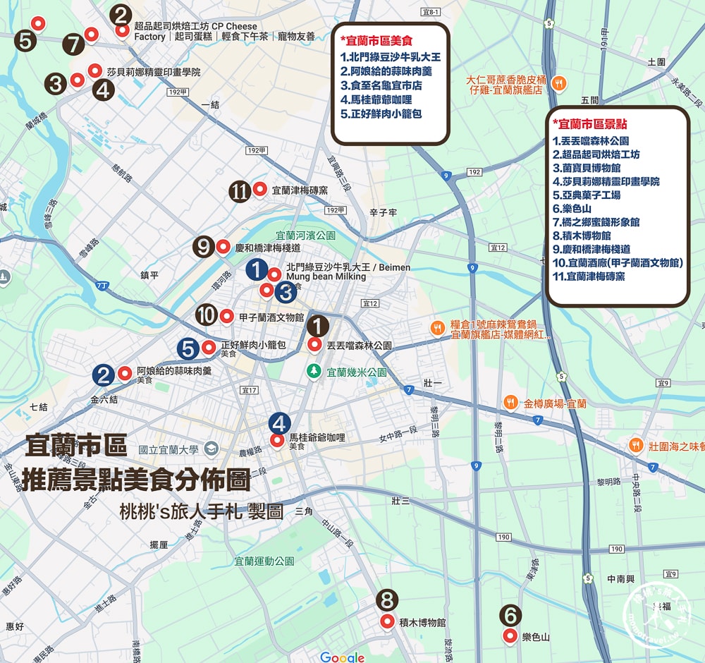 2025宜蘭市區小旅行|精選15個必去景點美食-超完整路線規劃半日遊.一日遊 輕鬆暢玩市區精華！